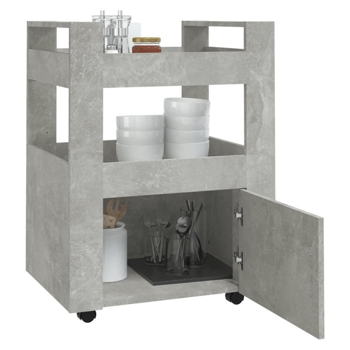 Cărucior de bucătărie gri beton 60x45x80 cm lemn prelucrat - WALTI WALTI