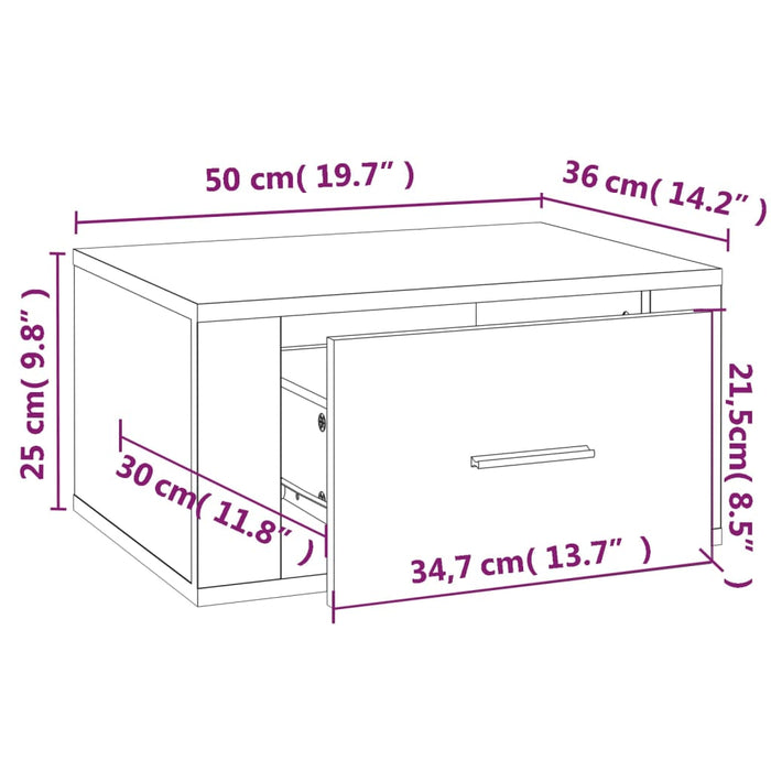 Noptiere de perete, 2 buc., gri beton, 50x36x25 cm - WALTI WALTI