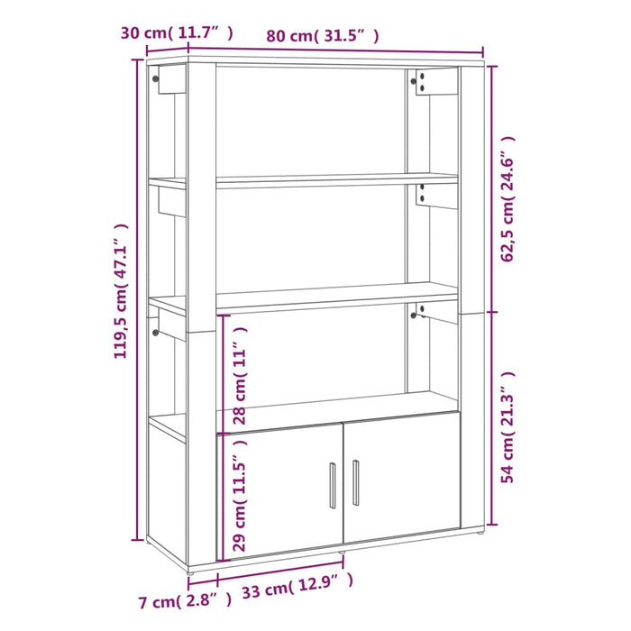 Servantă, gri sonoma, 80x30x119,5 cm, lemn prelucrat - WALTI WALTI