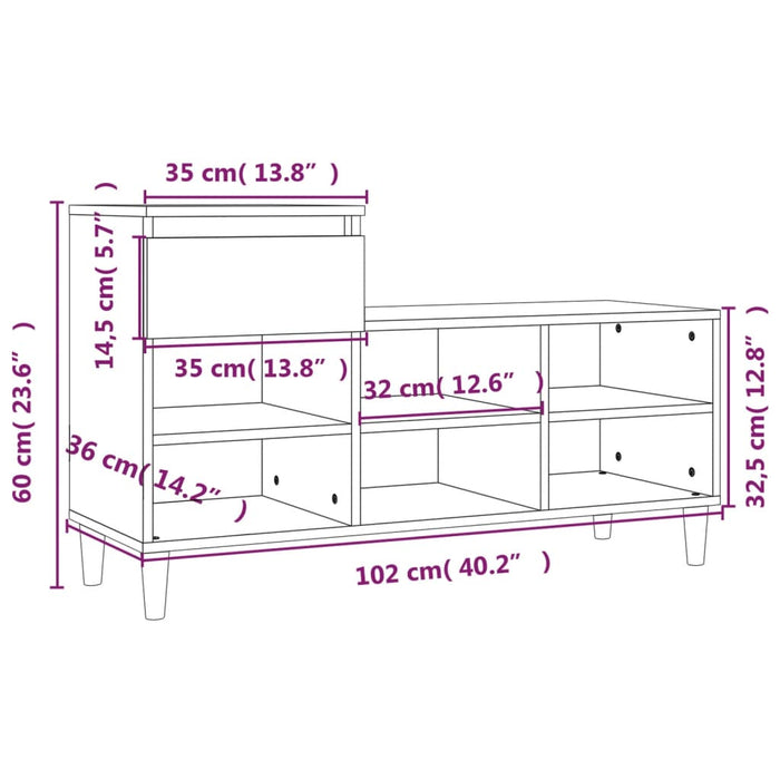 Pantofar, stejar sonoma, 102x36x60 cm, lemn prelucrat - WALTI WALTI