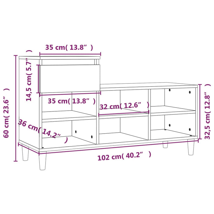 Pantofar, gri sonoma, 102x36x60 cm, lemn prelucrat - WALTI WALTI