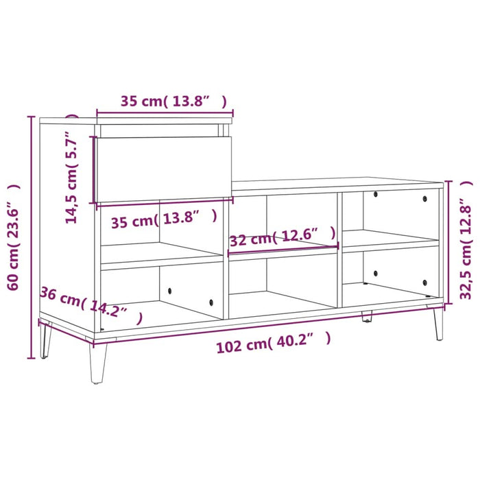 Pantofar, gri sonoma, 102x36x60 cm, lemn prelucrat - WALTI WALTI