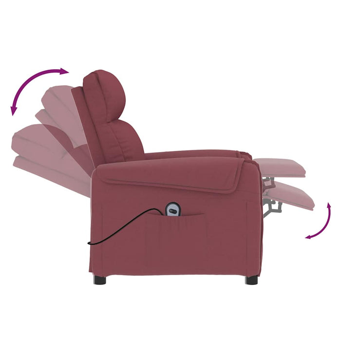 Fotoliu rabatabil electric, roșu vin, material textil WALTI