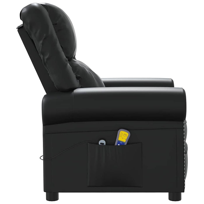 Fotoliu de masaj electric, negru, piele ecologică lucioasă WALTI