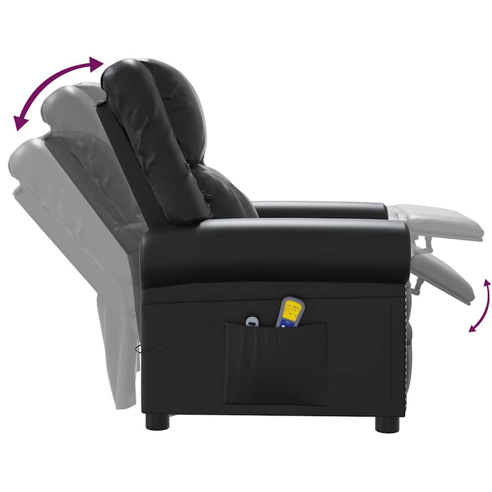 Fotoliu de masaj electric, negru, piele ecologică lucioasă WALTI