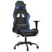Scaun de gaming cu suport picioare, negru/albastru, piele eco - WALTI WALTI