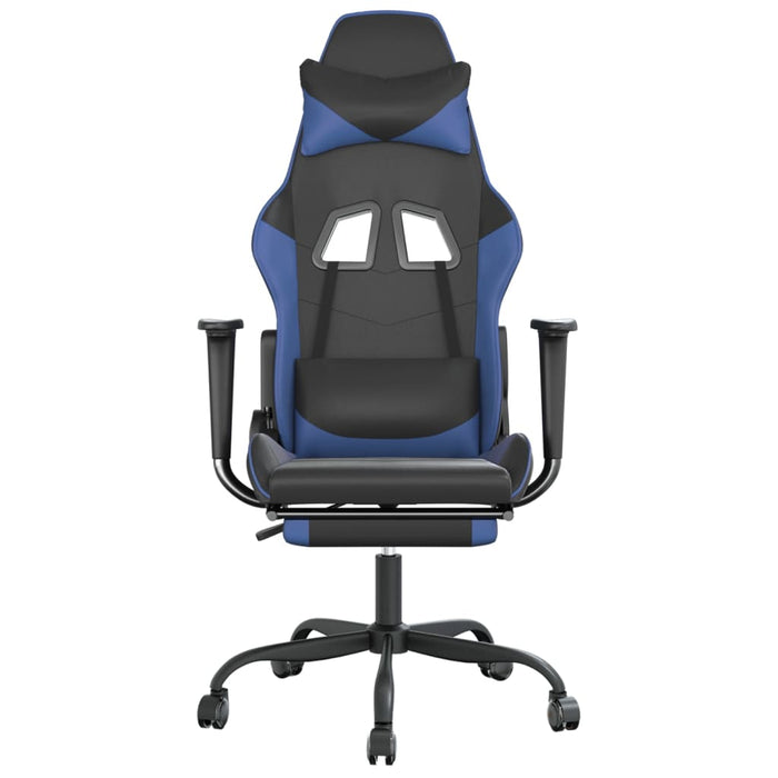 Scaun de gaming cu suport picioare, negru/albastru, piele eco - WALTI WALTI