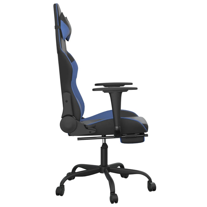 Scaun de gaming cu suport picioare, negru/albastru, piele eco - WALTI WALTI