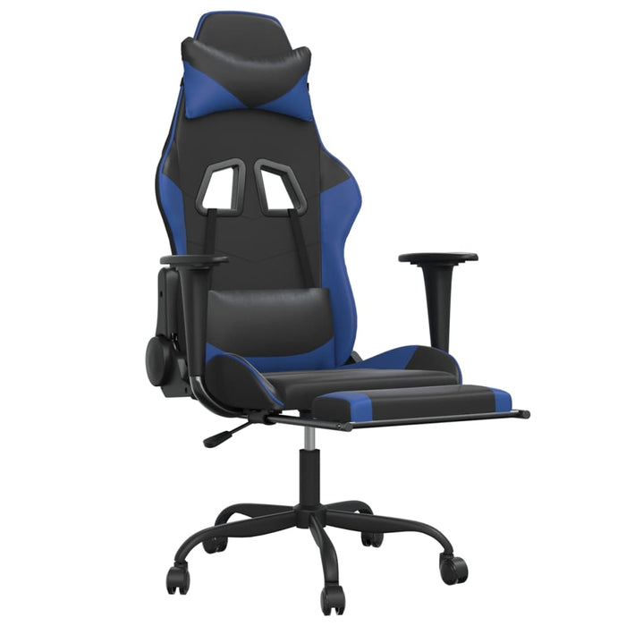 Scaun de gaming cu suport picioare, negru/albastru, piele eco - WALTI WALTI