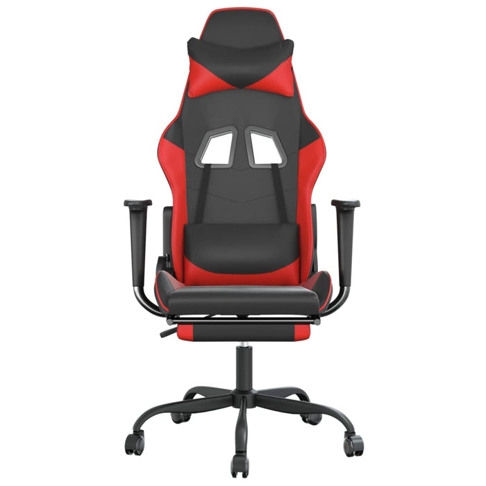 Scaun de gaming cu suport picioare, negru/roșu, piele ecologică - WALTI WALTI