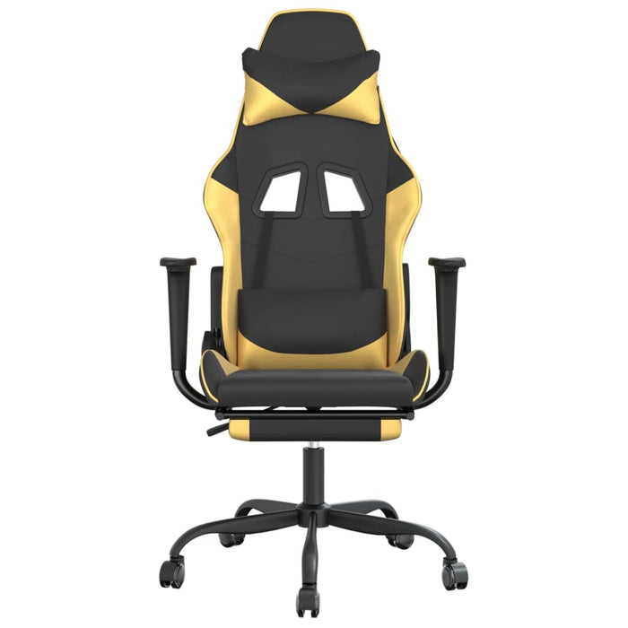 Scaun de gaming cu suport picioare negru/auriu, piele ecologică - WALTI WALTI