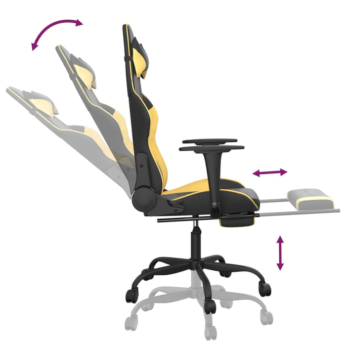 Scaun de gaming cu suport picioare negru/auriu, piele ecologică - WALTI WALTI