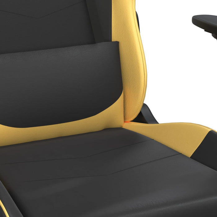 Scaun de gaming cu suport picioare negru/auriu, piele ecologică - WALTI WALTI
