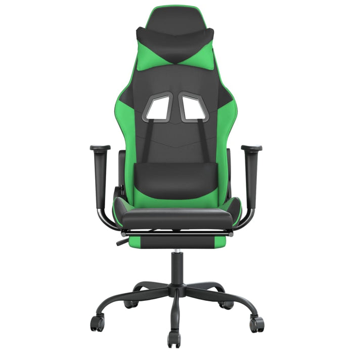Scaun de gaming cu suport picioare negru/verde, piele ecologică - WALTI WALTI