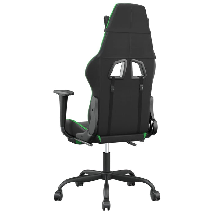 Scaun de gaming cu suport picioare negru/verde, piele ecologică - WALTI WALTI