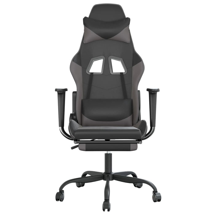 Scaun de gaming cu suport picioare, negru/gri, piele ecologică - WALTI WALTI