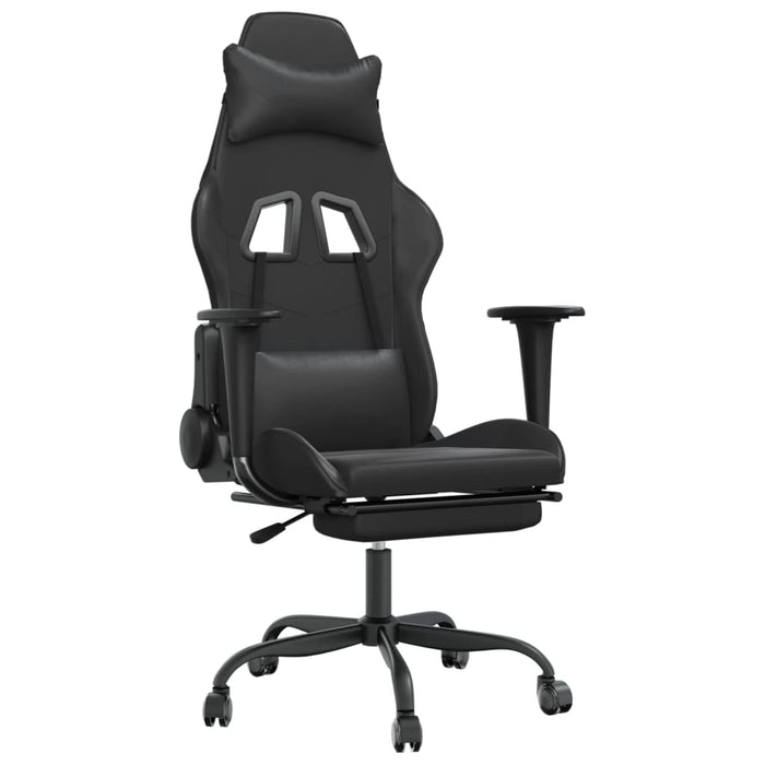 Scaun de gaming cu suport picioare, negru, piele ecologică - WALTI WALTI