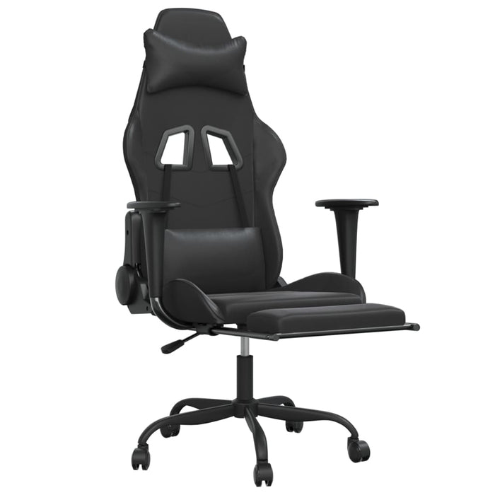 Scaun de gaming cu suport picioare, negru, piele ecologică - WALTI WALTI