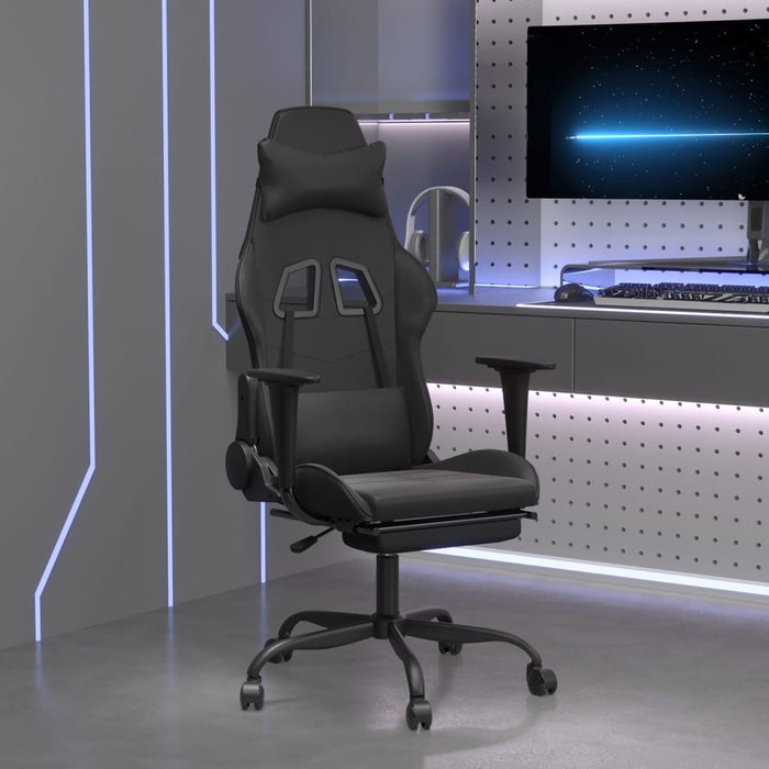 Scaun de gaming cu suport picioare, negru, piele ecologică - WALTI WALTI