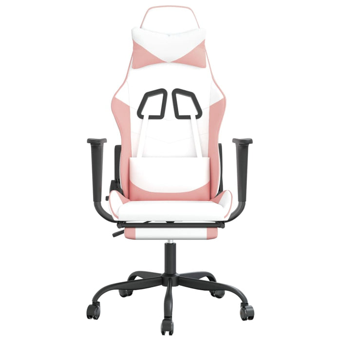 Scaun de gaming cu suport picioare, alb/roz, piele ecologică - WALTI WALTI
