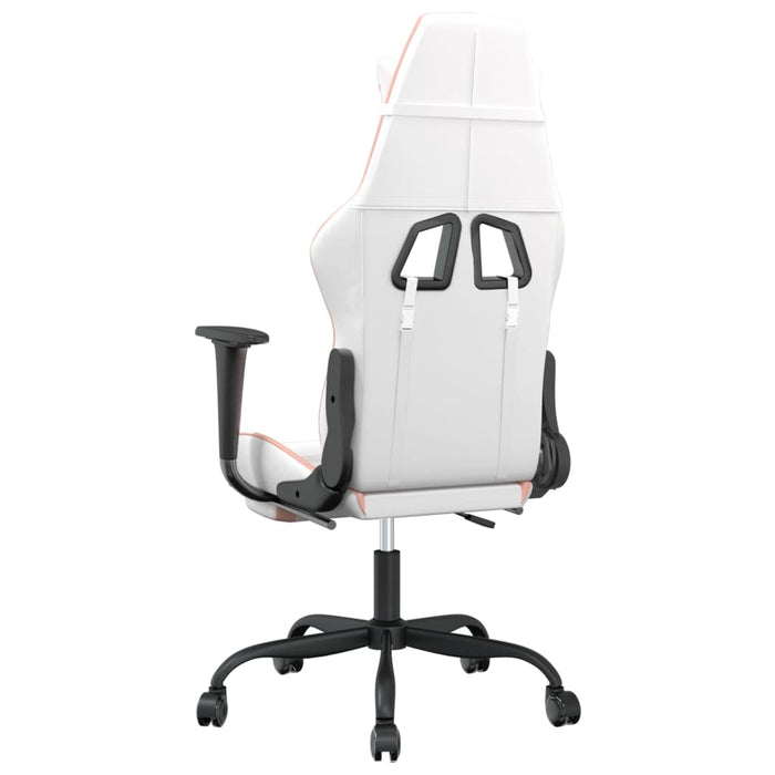 Scaun de gaming cu suport picioare, alb/roz, piele ecologică - WALTI WALTI