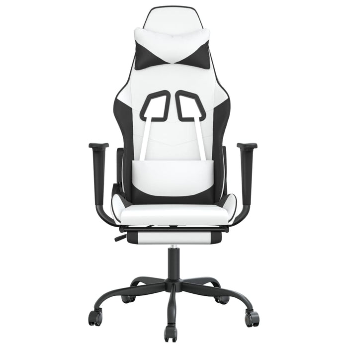 Scaun de gaming cu suport picioare, alb/negru, piele ecologică - WALTI WALTI