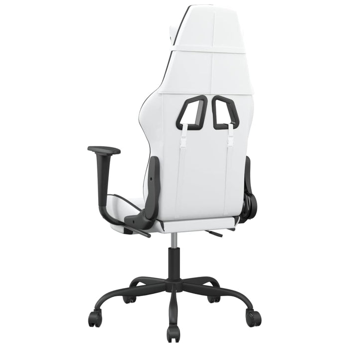 Scaun de gaming cu suport picioare, alb/negru, piele ecologică - WALTI WALTI