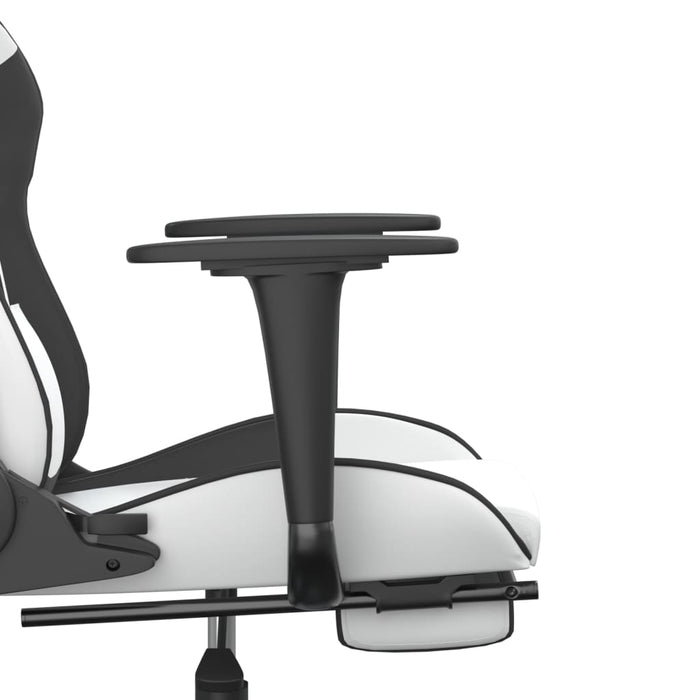 Scaun de gaming cu suport picioare, alb/negru, piele ecologică - WALTI WALTI