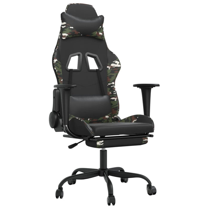 Scaun de gaming cu suport picioare, negru/camuflaj, piele eco - WALTI WALTI
