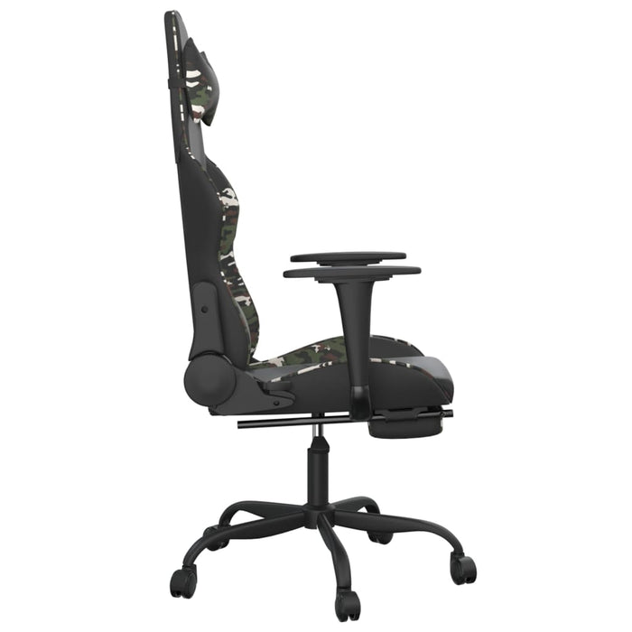 Scaun de gaming cu suport picioare, negru/camuflaj, piele eco - WALTI WALTI