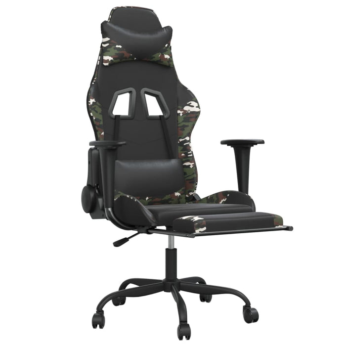 Scaun de gaming cu suport picioare, negru/camuflaj, piele eco - WALTI WALTI
