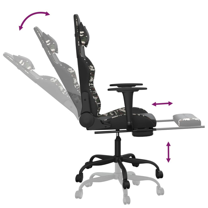 Scaun de gaming cu suport picioare, negru/camuflaj, piele eco - WALTI WALTI