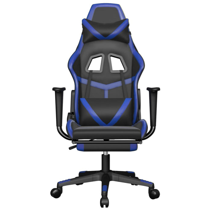 Scaun de gaming cu suport picioare, negru/albastru, piele eco - WALTI WALTI