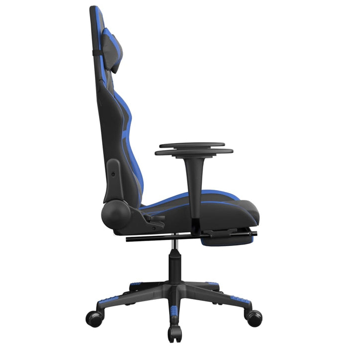 Scaun de gaming cu suport picioare, negru/albastru, piele eco - WALTI WALTI