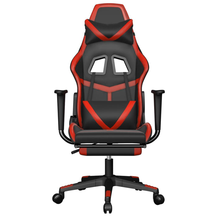 Scaun de gaming cu suport picioare, negru/roșu, piele ecologică - WALTI WALTI