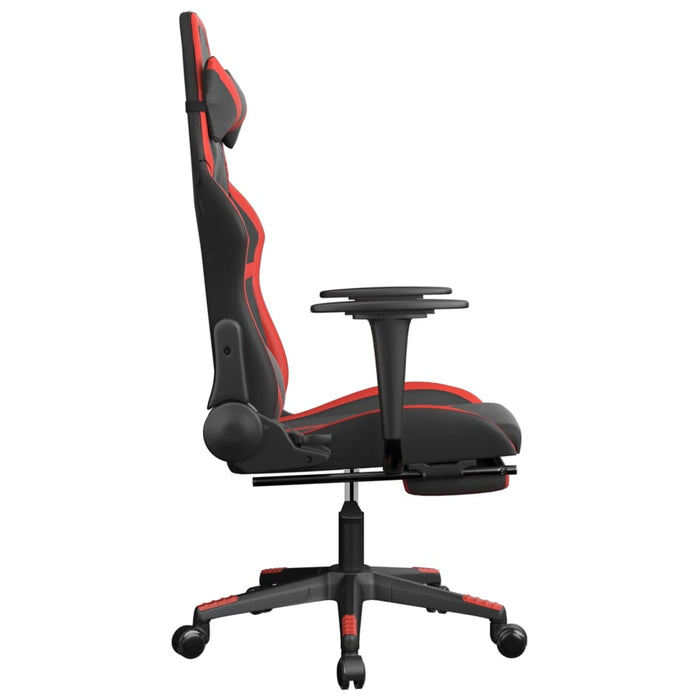 Scaun de gaming cu suport picioare, negru/roșu, piele ecologică - WALTI WALTI