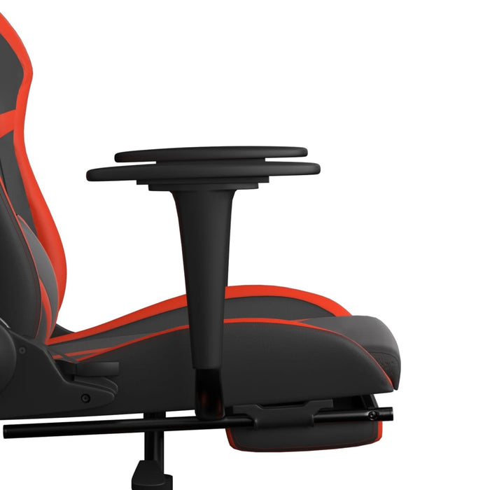 Scaun de gaming cu suport picioare, negru/roșu, piele ecologică - WALTI WALTI