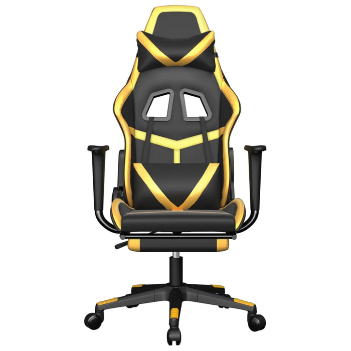 Scaun de gaming cu suport picioare negru/auriu, piele ecologică - WALTI WALTI
