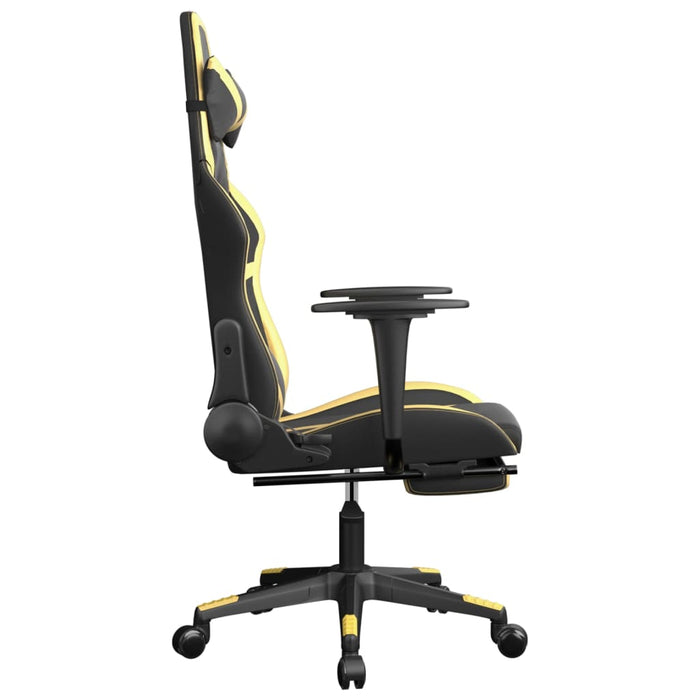 Scaun de gaming cu suport picioare negru/auriu, piele ecologică - WALTI WALTI