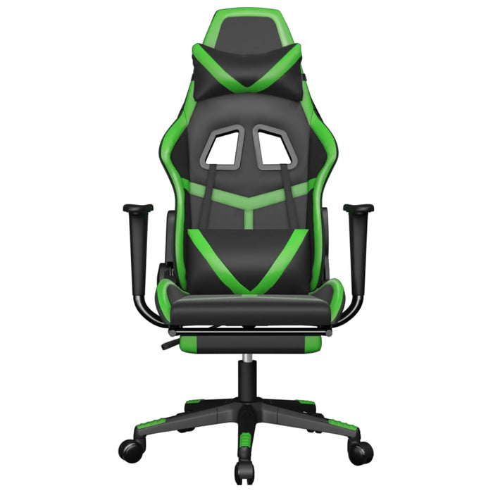 Scaun de gaming cu suport picioare negru/verde, piele ecologică - WALTI WALTI