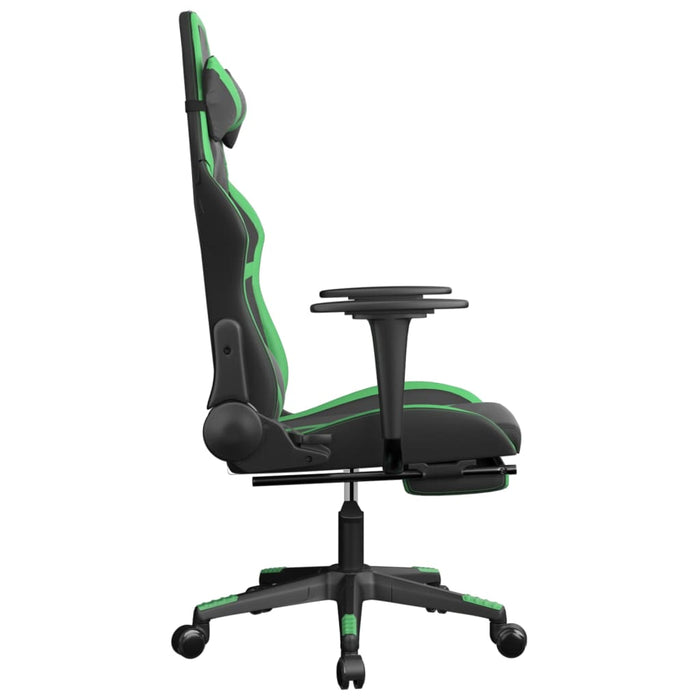 Scaun de gaming cu suport picioare negru/verde, piele ecologică - WALTI WALTI