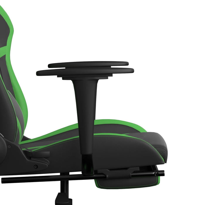 Scaun de gaming cu suport picioare negru/verde, piele ecologică - WALTI WALTI