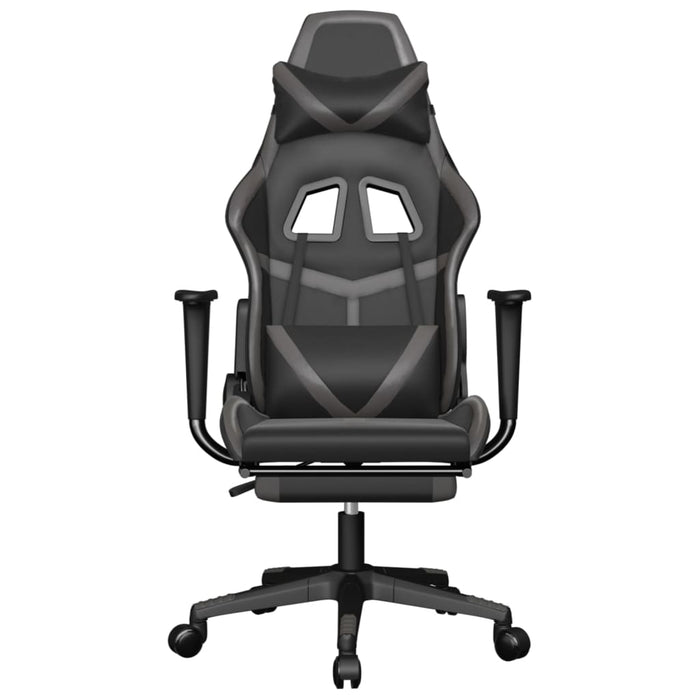 Scaun de gaming cu suport picioare, negru/gri, piele ecologică - WALTI WALTI