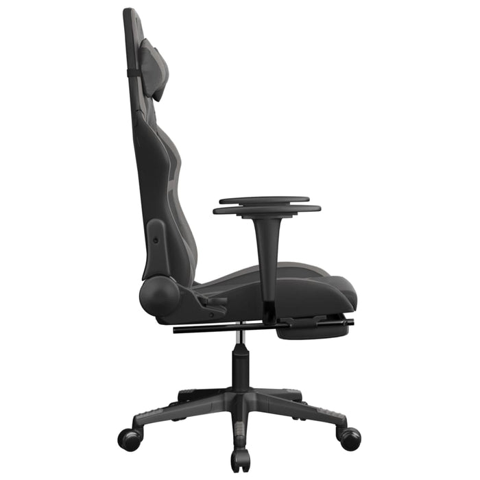 Scaun de gaming cu suport picioare, negru/gri, piele ecologică - WALTI WALTI