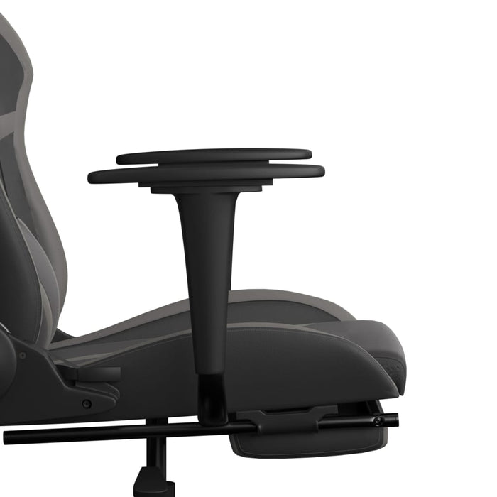 Scaun de gaming cu suport picioare, negru/gri, piele ecologică - WALTI WALTI