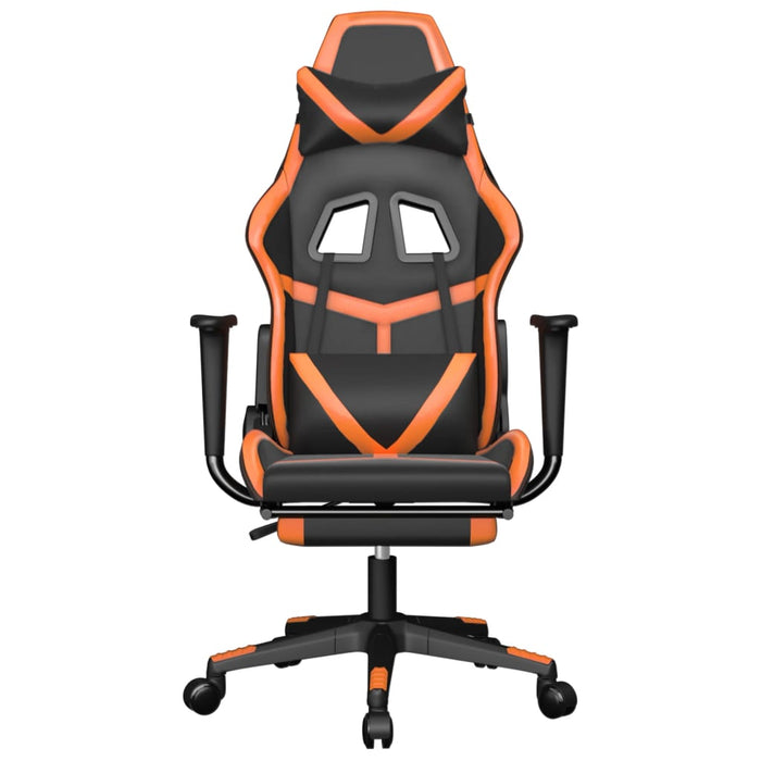 Scaun de gaming cu suport picioare, negru/oranj, piele eco - WALTI WALTI