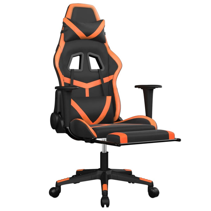 Scaun de gaming cu suport picioare, negru/oranj, piele eco - WALTI WALTI