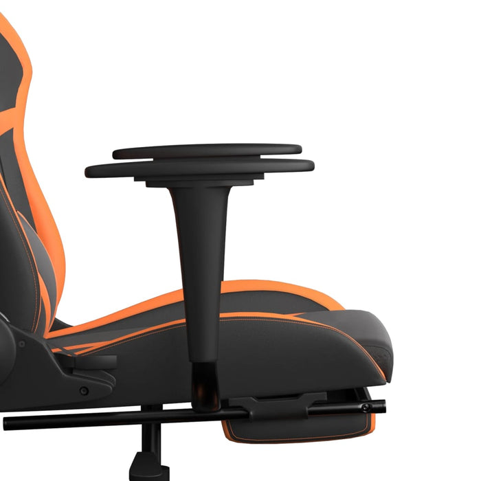 Scaun de gaming cu suport picioare, negru/oranj, piele eco - WALTI WALTI