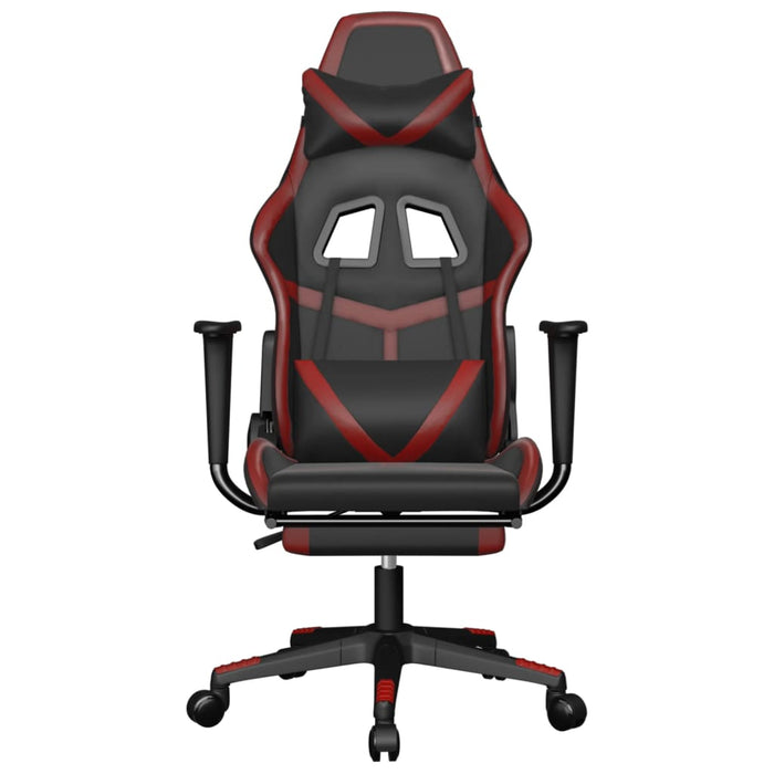 Scaun de gaming cu suport picioare, negru/roșu vin, piele eco - WALTI WALTI