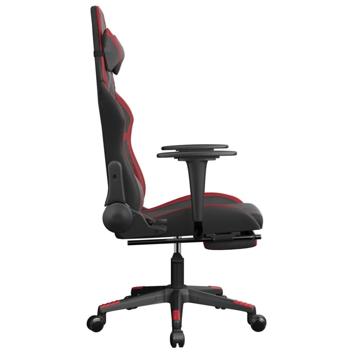 Scaun de gaming cu suport picioare, negru/roșu vin, piele eco - WALTI WALTI